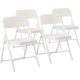 Scaun pliabil cu perne, set de 4, alb