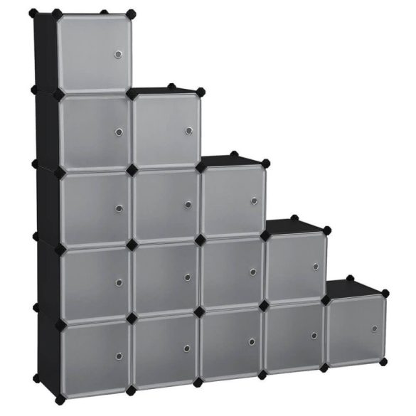 Set de cuburi de depozitare combinabile 15 buc, negru