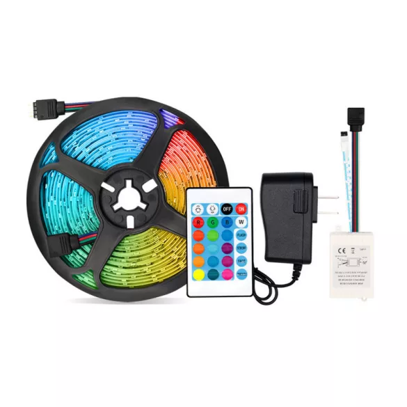 Banda LED RGB de 5 metri cu alimentare și telecomandă