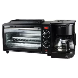   Stație de dimineață, grill, cu cafetieră și prăjitor - Stație 3 ÎN 1 pentru întreaga familie, gătește, grillează și prăjește simultan.