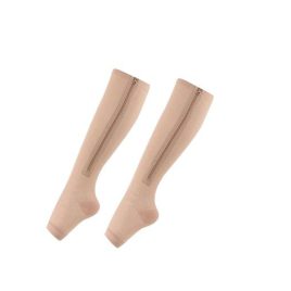 Șosete compresive bej cu fermoar S/M