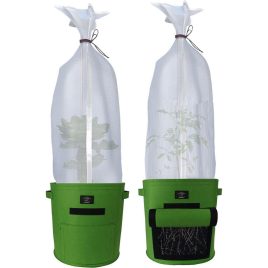   Laxllent Ghiveci textil 2 mari verzi + plasă de protecție pentru plante