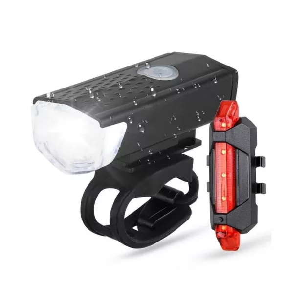 Set lampă de bicicletă cu LED, reîncărcabilă prin USB