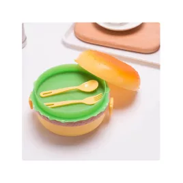   Cutie de prânz cu două etaje, în formă de hamburger, potrivită pentru microunde