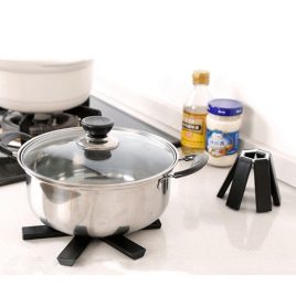   Rezistent la căldură, pliabil, suport anti-alunecare pentru tigăi și oale