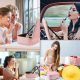 Geantă cosmetică cu oglindă integrată - roz