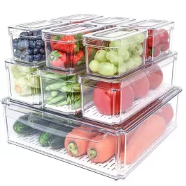 Set de 10 cutii organizatoare pentru frigider