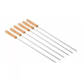 Set grătar 6 bucăți cu mâner de lemn