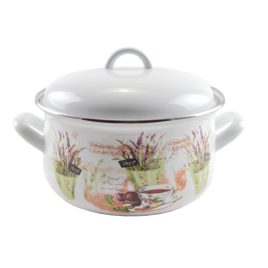 Cratiță emailată cu capac, lavandă, 20 cm