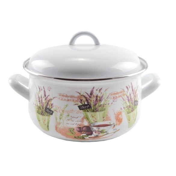 Cratiță emailată cu capac, lavandă, 20 cm