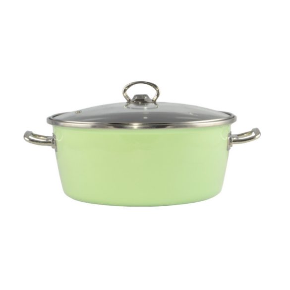 Oală din fontă emailată Elite verde 26 cm + capac de sticlă