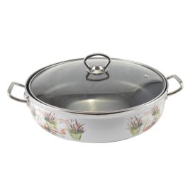 Cratiță emailată cu lavandă 26 cm + capac de sticlă