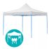 Pavilion de grădină pliabil, cu 3 pereți și geantă de transport 2,9x2,9 m, alb