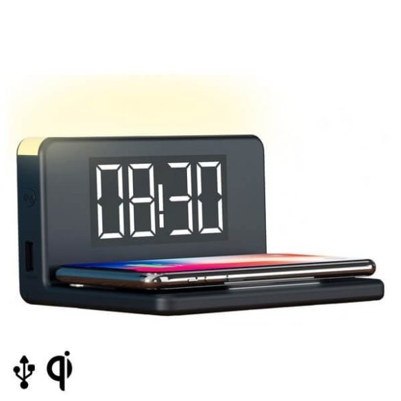 Ceas deșteptător cu încărcător wireless (tehnologie QI)