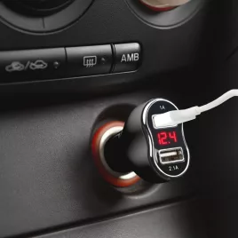   Adaptor pentru brichetă auto (2 x USB, cu voltmetru și ampermetru)