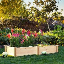 Paletă de plantare din lemn cu 2 compartimente