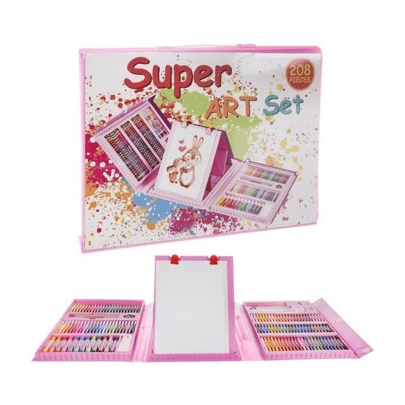 Set de artist în geantă roz, 208 piese