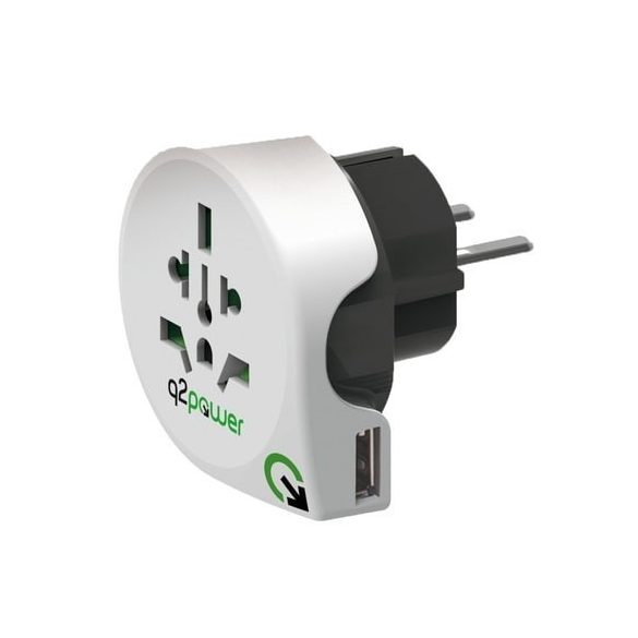 Adaptor de călătorie Q2 power, World to Europe USB