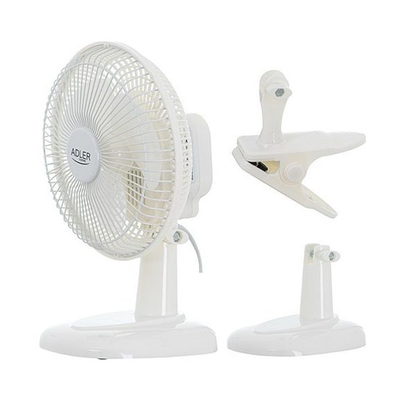 Ventilator de masă alb cu clemă Adler AD 7317