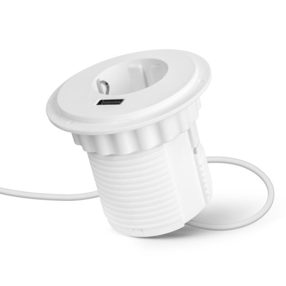 Priză încastrată ascunsă + USB, albă