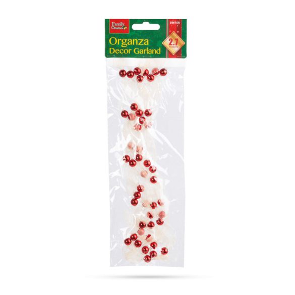 Ghirlandă decorativă de Crăciun din organza 2,7 m