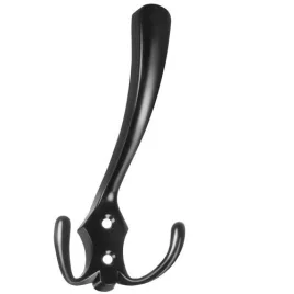 Cuier de perete negru, cârlig, 5 buc.