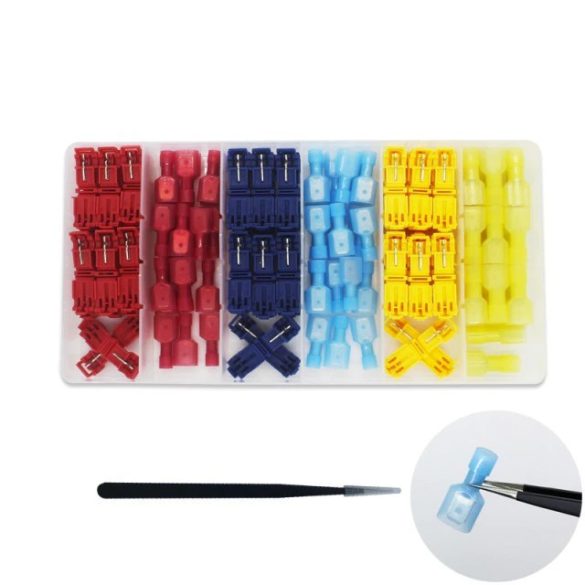 Set de 120 conectori tip T pentru cabluri electrice, plastic, multicolor