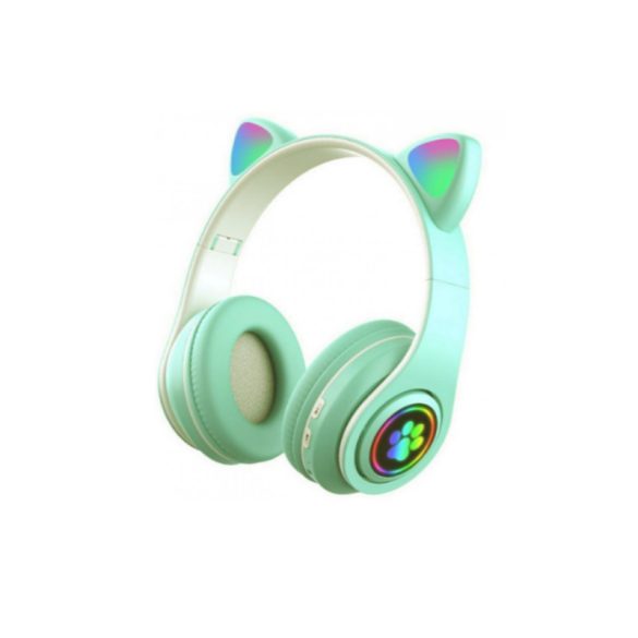 Căști wireless cu urechi de pisică – verde