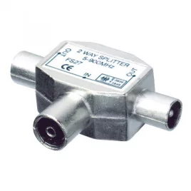 Distribuitor coaxial, 1 priză - 2 mufe, metalic