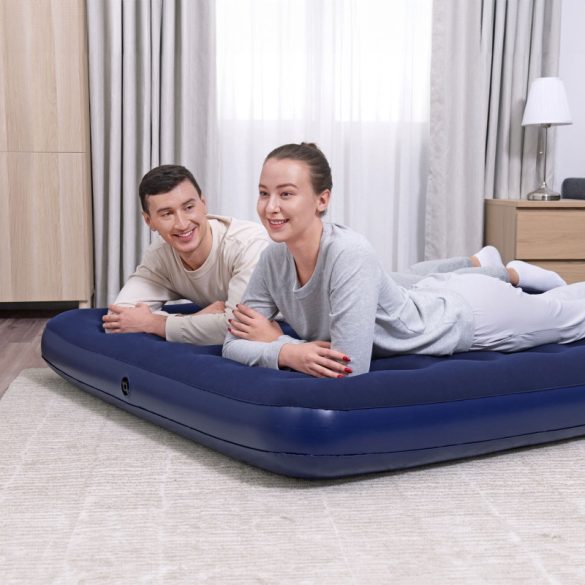 Bestway Saltea gonflabilă - dublă, velur - albastru - 203 x 152 x 22 cm