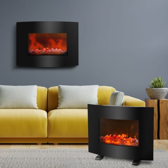 Bewello Șemineu electric de perete / independent - radiator - LED, curbat