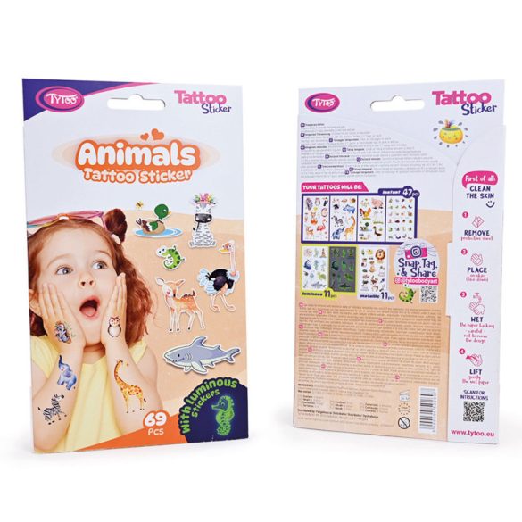 Set de tatuaje cu animale Tytoo - 69 buc / pachet