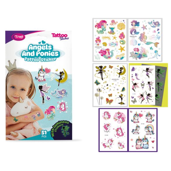 Tytoo Set tatuaje îngeri și ponei - 51 buc / pachet