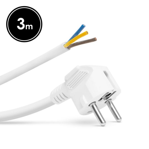 Delight Cablu de alimentare montabil cu priză - 3 m cablu - 3 x 1,5 mm² - alb
