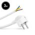 Delight Cablu de alimentare montabil cu priză - 3 m cablu - 3 x 1,5 mm² - alb