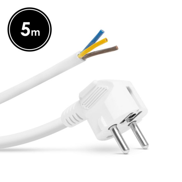 Delight Cablu de alimentare montabil cu priză - 5 m - 3 x 1,5 mm² - alb