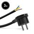Delight Cablu de alimentare montabil cu ștecher - cu ureche din plastic - 3 m lungime - 3 x 1,5 mm2 - negru