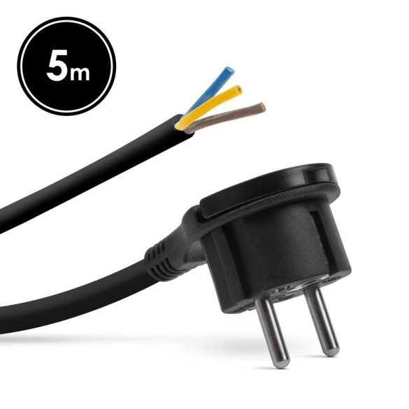 Delight Ștecher montabil - cu mâner din plastic - cablu de 5 m - 3 x 1,5 mm2 - negru