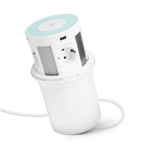 Delight Distribuitor ascuns - 4 prize + încărcare wireless + 2xUSB + 2xType-C - alb