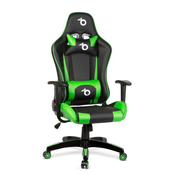 Scaun Gamer BeMaDa - cu pernă lombară și pernă pentru cap - verde