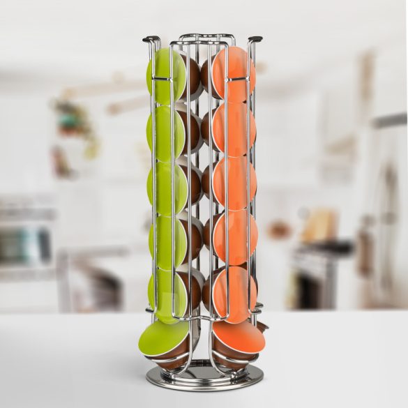 Bewello Suport metalic pentru capsule de cafea - 24 capsule Dolce Gusto - crom