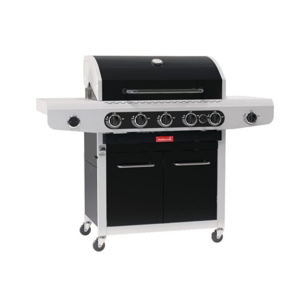 Barbecook BC-GAS-2031 Siesta 612 Black Edition grătar pe gaz, cu spațiu de depozitare, arzător lateral, rotisor, 143x56x120cm