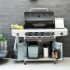 Barbecook BC-GAS-2031 Siesta 612 Black Edition grătar pe gaz, cu spațiu de depozitare, arzător lateral, rotisor, 143x56x120cm