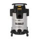DeWALT DXV30SAPTA aspirator uscat-umed, cadru din oțel inoxidabil, cu conector pentru dispozitiv, 30 litri, 15 Kpa, 37,8 l/s, 8 accesorii, 1050