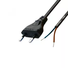   Cablu de alimentare Home N 2/VDE, 1,5 m, H03VVH2-F 2x0,75 mm2, capăt cositorit, max. 500W, negru