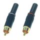 Conector RCA 11MF, pereche, metal, placat cu aur, anti-îndoire, alb și roșu