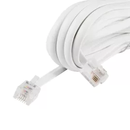   Cablu telefonic Home T 5-10/WH, 6P/4C (RJ 11), mufă - mufă, alb, 10m