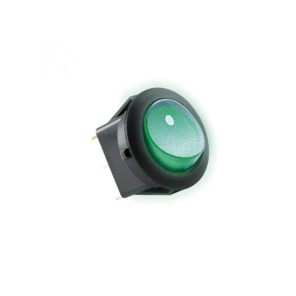 Home AKV 02 comutator basculant cu lumină, 1 circuit - 2 poziții, 12 V, verde, rotund
