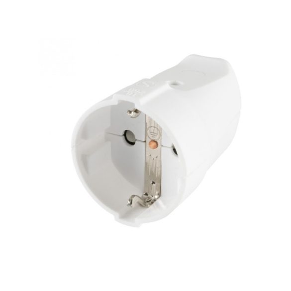 Priză Home NEA 1/WH cu împământare, protecție pentru copii, protecție la îndoire, 3680 W, albă