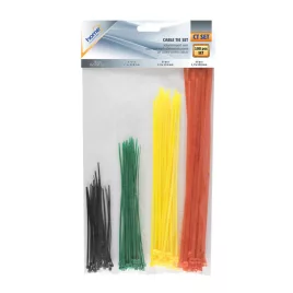   Set coliere cablu Home CT, 4 culori, 4 dimensiuni, 1,9 x 100 mm, 2,0 x 150 mm, 2,5 x 200 mm, 3,6 x 250 mm, 100 buc.